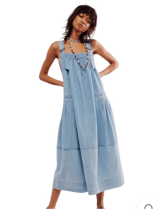 Dresses & Skirts - Free People Denim Machu Boho barrel overalls dress